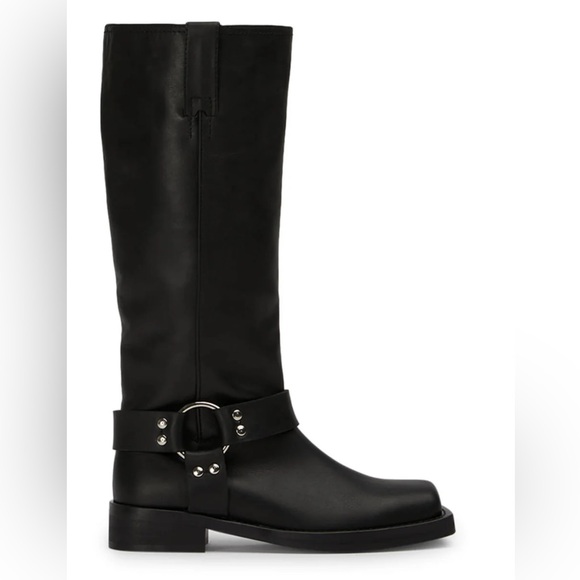 Tony Bianco Biker Black Wax Moto Boots 7